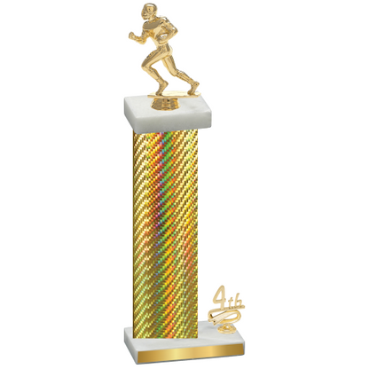 Accented Single Gold Carbon Fiber Fourth Place Football Trophy