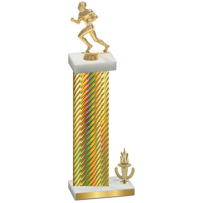 Accented Single Gold Carbon Fiber Victory Football Trophy