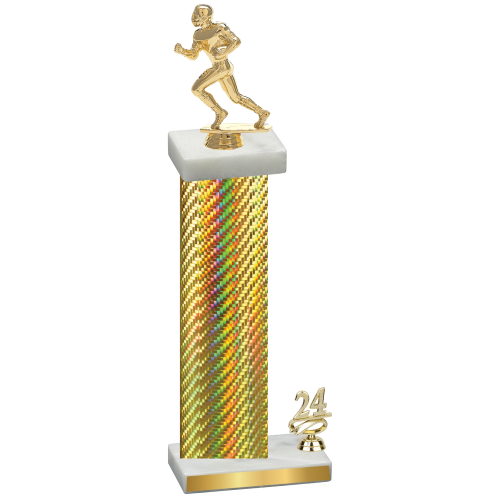 Accented Single Gold Carbon Fiber Year Football Trophy