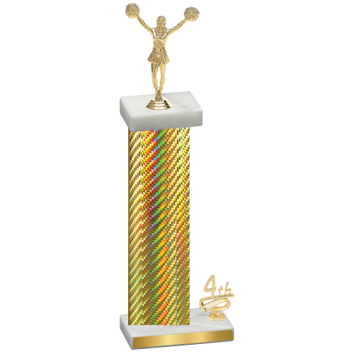 Accented Single Gold Carbon Fiber Fourth Place Cheerleading Trophy