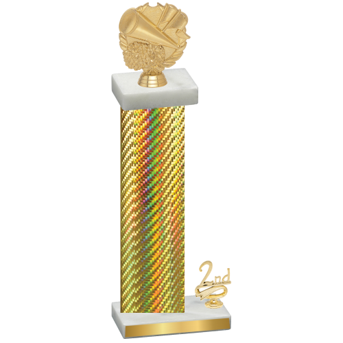 Accented Single Gold Carbon Fiber Second Place Cheerleading Trophy