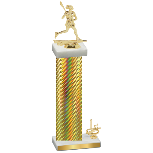 Accented Single Gold Carbon Fiber First Place Lacrosse Trophy