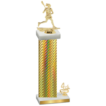 Accented Single Gold Carbon Fiber Fourth Place Lacrosse Trophy