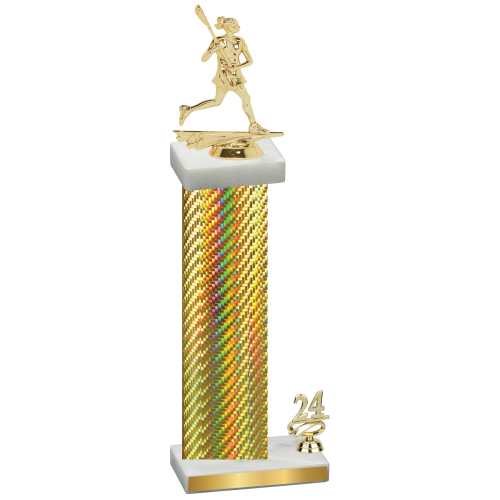 Accented Single Gold Carbon Fiber Year Lacrosse Trophy