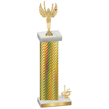 Accented Single Gold Carbon Fiber First Place Victory Trophy