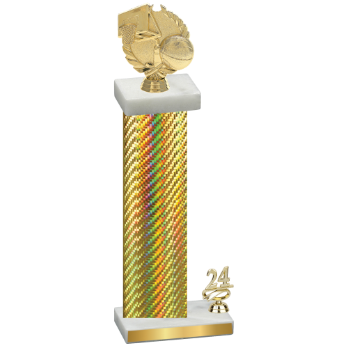 Accented Single Gold Carbon Fiber Year Basketball Trophy