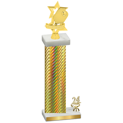 Accented Single Gold Carbon Fiber Year Pickleball Trophy