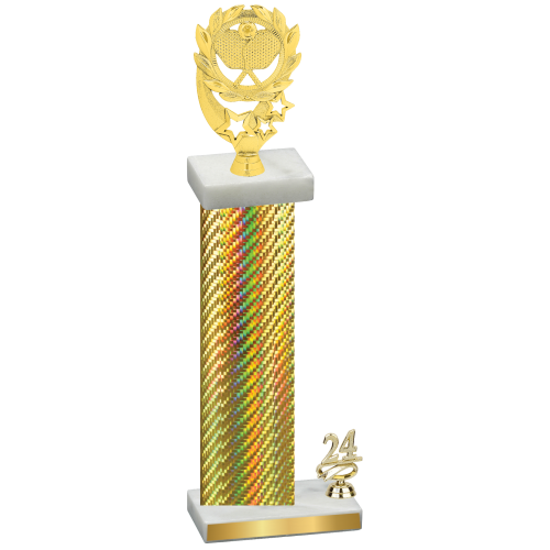 Accented Single Gold Carbon Fiber Year Pickleball Trophy