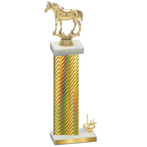 Accented Single Gold Carbon Fiber First Place Horses Trophy