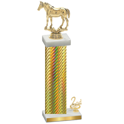 Accented Single Gold Carbon Fiber Second Place Horses Trophy