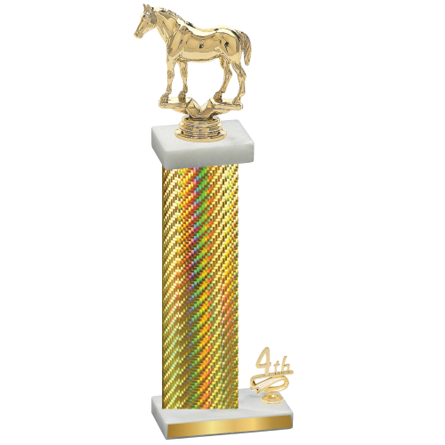 Accented Single Gold Carbon Fiber Fourth Place Horses Trophy