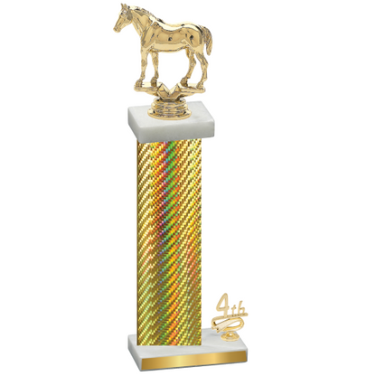 Accented Single Gold Carbon Fiber Fourth Place Horses Trophy