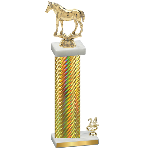 Accented Single Gold Carbon Fiber Year Horses Trophy