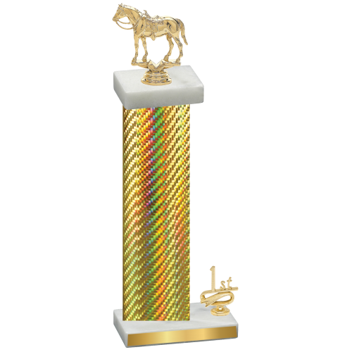 Accented Single Gold Carbon Fiber First Place Horses Trophy