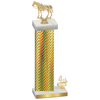 Accented Single Gold Carbon Fiber Fourth Place Horses Trophy