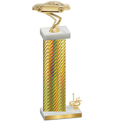 Accented Single Gold Carbon Fiber First Place Cars Trophy