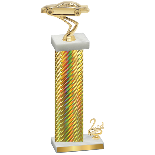 Accented Single Gold Carbon Fiber Second Place Cars Trophy