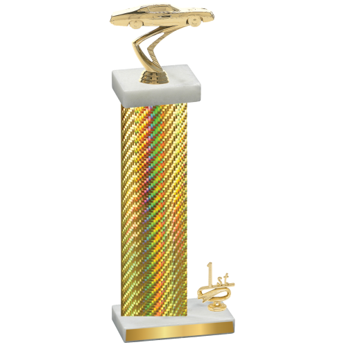 Accented Single Gold Carbon Fiber First Place Cars Trophy