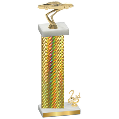Accented Single Gold Carbon Fiber Second Place Cars Trophy