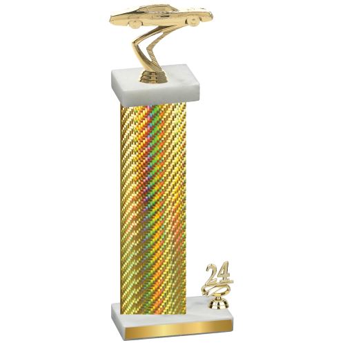 Accented Single Gold Carbon Fiber Year Cars Trophy