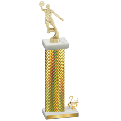 Accented Single Gold Carbon Fiber Second Place Basketball Trophy