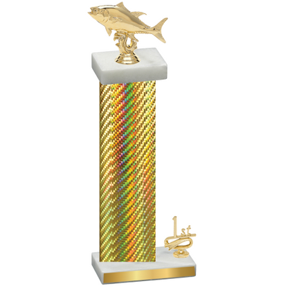 Accented Single Gold Carbon Fiber First Place Fishing Trophy