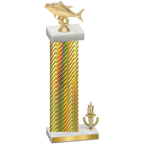 Accented Single Gold Carbon Fiber Victory Fishing Trophy