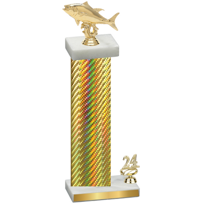 Accented Single Gold Carbon Fiber Year Fishing Trophy