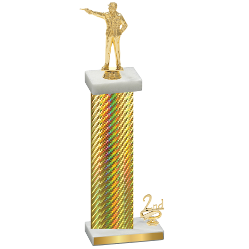 Accented Single Gold Carbon Fiber Second Place Shooter Trophy