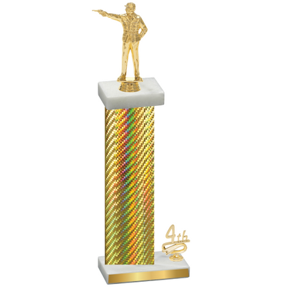 Accented Single Gold Carbon Fiber Fourth Place Shooter Trophy