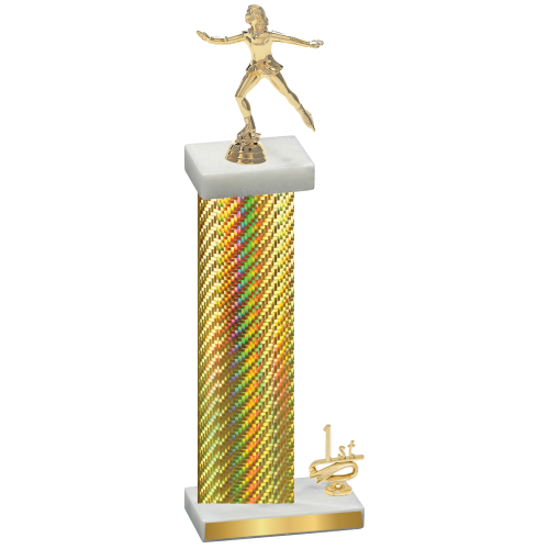 Accented Single Gold Carbon Fiber First Place Skater Trophy