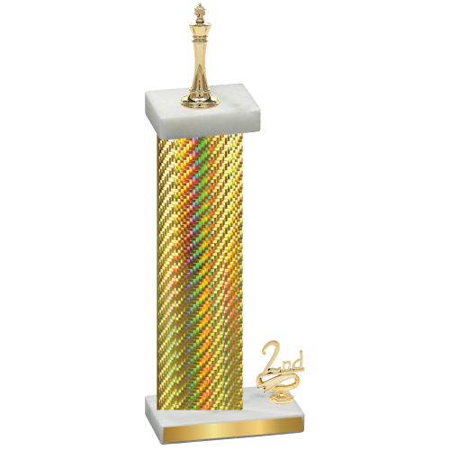 Accented Single Gold Carbon Fiber Second Place Chess Trophy