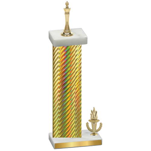 Accented Single Gold Carbon Fiber Victory Chess Trophy