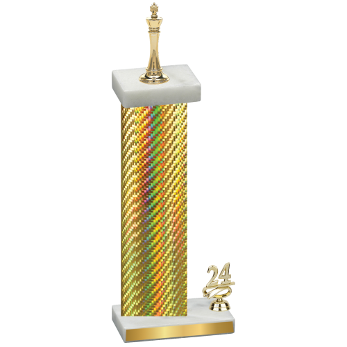 Accented Single Gold Carbon Fiber Year Chess Trophy