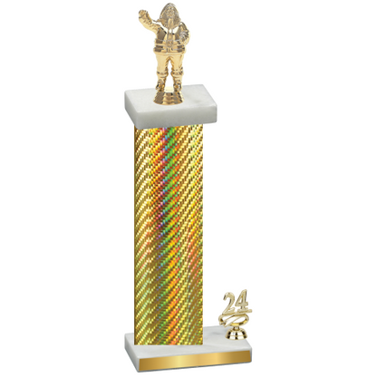 Accented Single Gold Carbon Fiber Year Holiday Trophy