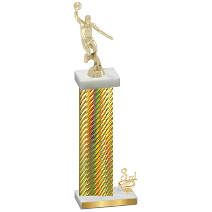 Accented Single Gold Carbon Fiber Third Place Basketball Trophy