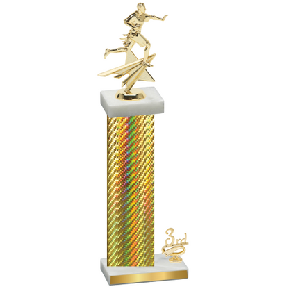 Accented Single Gold Carbon Fiber Third Place Flag Football Trophy