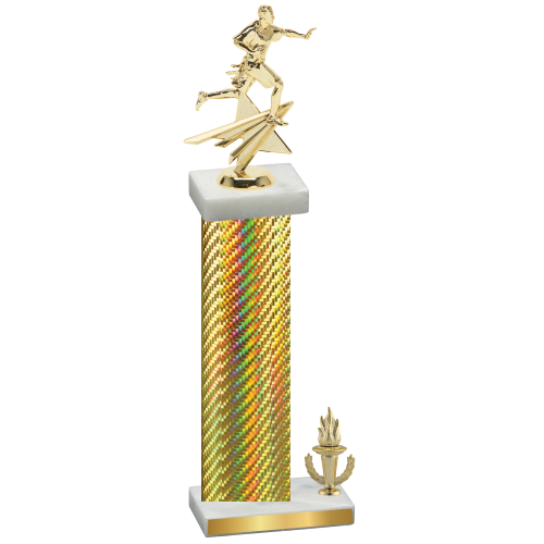 Accented Single Gold Carbon Fiber Victory Flag Football Trophy