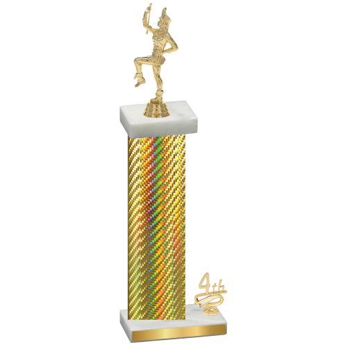 Accented Single Gold Carbon Fiber Fourth Place Majorette Trophy