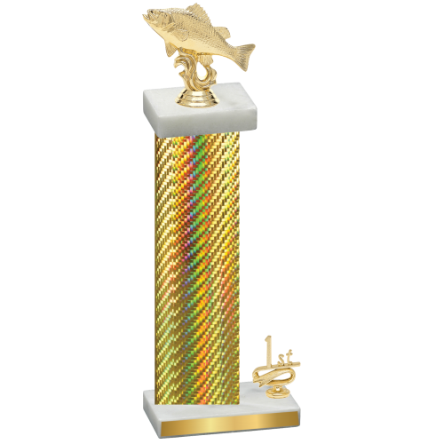 Accented Single Gold Carbon Fiber First Place Fishing Trophy