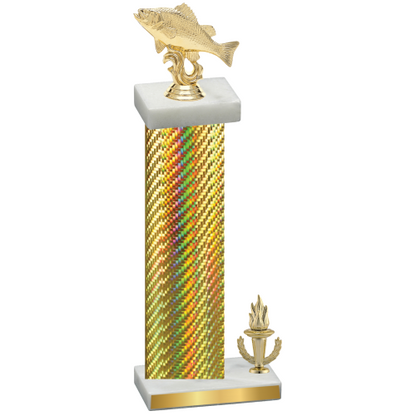 Accented Single Gold Carbon Fiber Victory Fishing Trophy