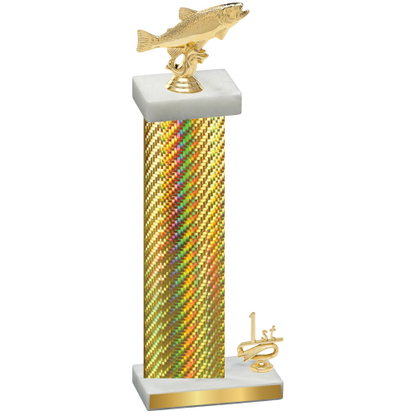 Accented Single Gold Carbon Fiber First Place Fishing Trophy