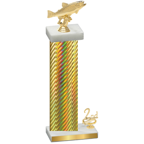 Accented Single Gold Carbon Fiber Second Place Fishing Trophy