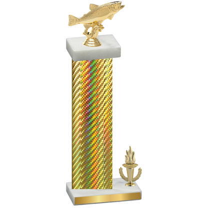 Accented Single Gold Carbon Fiber Victory Fishing Trophy