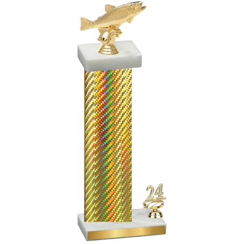 Accented Single Gold Carbon Fiber Year Fishing Trophy