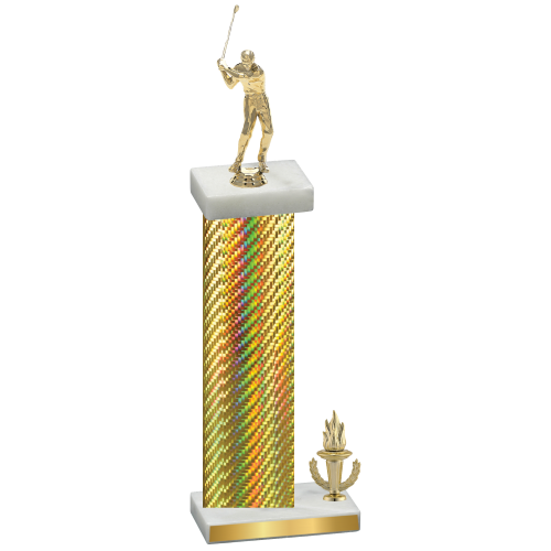 Accented Single Gold Carbon Fiber Victory Golf Trophy