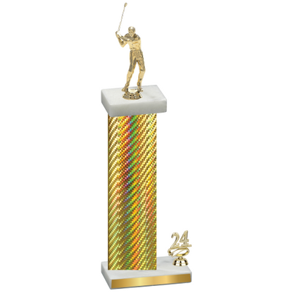 Accented Single Gold Carbon Fiber Year Golf Trophy