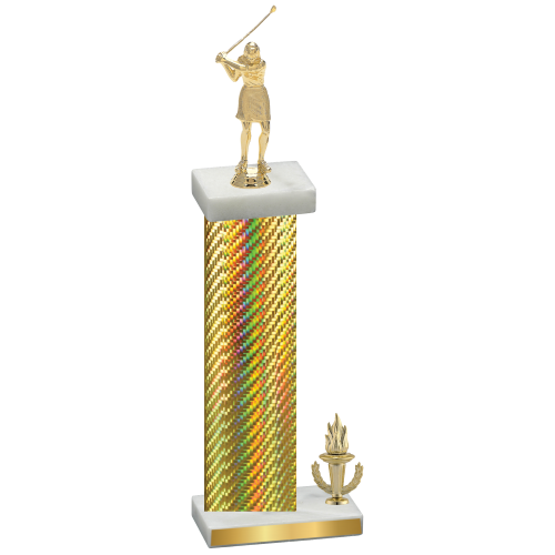 Accented Single Gold Carbon Fiber Victory Golf Trophy