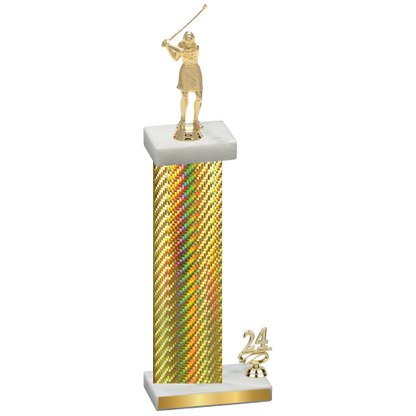 Accented Single Gold Carbon Fiber Year Golf Trophy