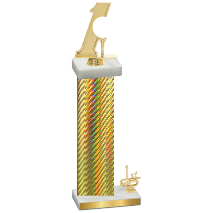 Accented Single Gold Carbon Fiber First Place Golf Trophy